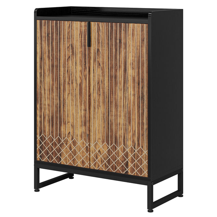 5 Tier Shoe Cabinet With Doors, Compact Entryway Storage Organizer