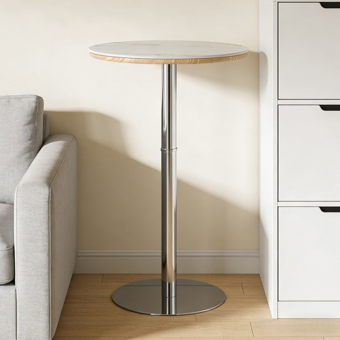 Circular Bar Table - White / Silver