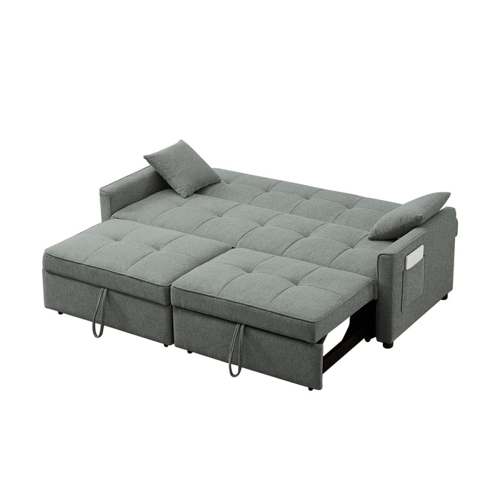 3 In 1 Convertible Sleeper Sofa Bed, Reclining Backrest, Pillows, Pockets