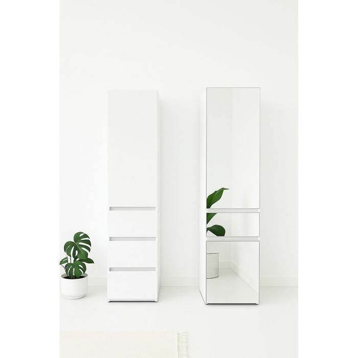 Elise - Modular Wood Closet System With Mirror For Custom Storage Solutions - White