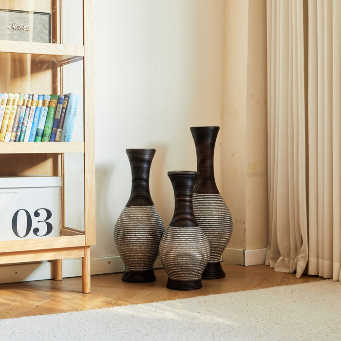 Tall Designer Floor Vase With Elegant 2 Tone