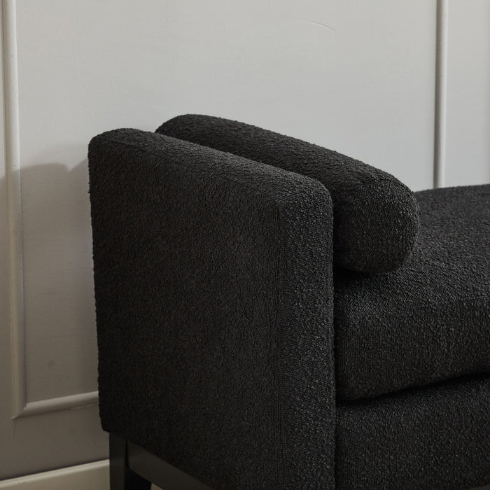 Upholstered End Of Bed Bench With Arms & 2 Bolsters For Bedroom