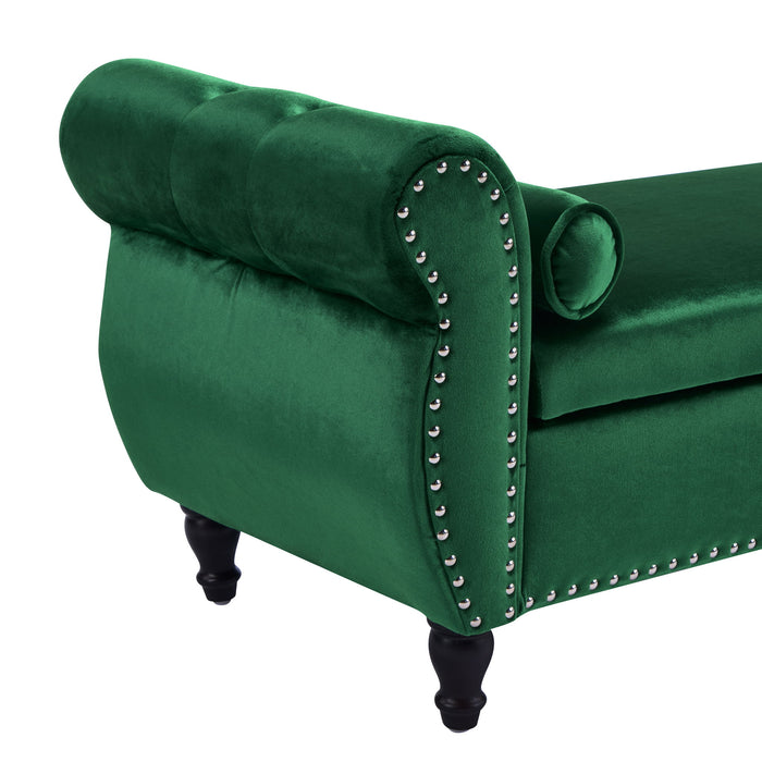 Luxurious Velvet Multifunctional Storage Ottoman Bench With Pillow