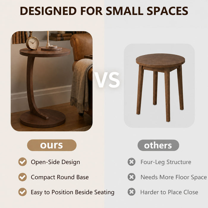 C - Shaped End Table With Sturdy Base