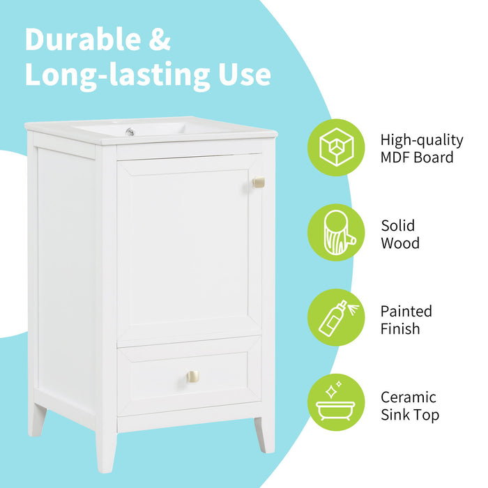 Bathroom Vanity With Sink, Soft Closing Cabinet Door, Storage Rack And Drawer