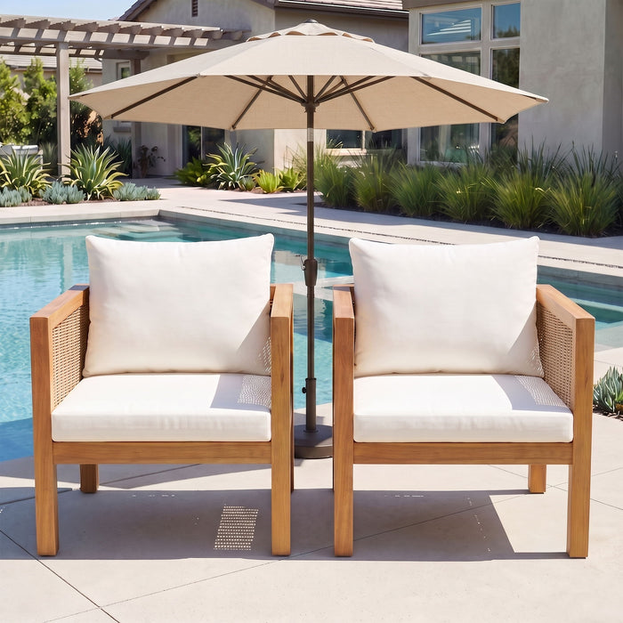 2 Piece Outdoor Armchair Set With Cushion