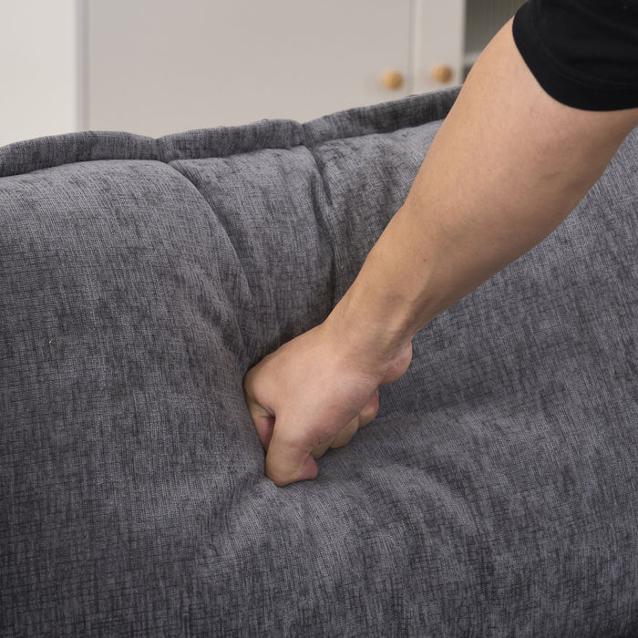 U Shaped Sofa With Console, Cupholders, USB Ports, 6 Seat, Bronzing Suede & Chenille