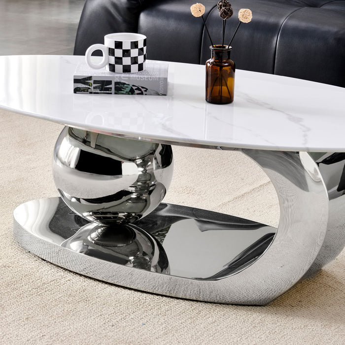 Oval Coffee Table With Geometric Precision