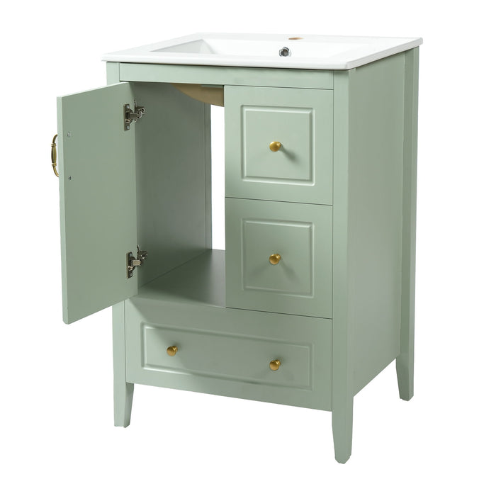 Retro Bathroom Vanity With Sink, Soft Closing Cabinet & Drawers