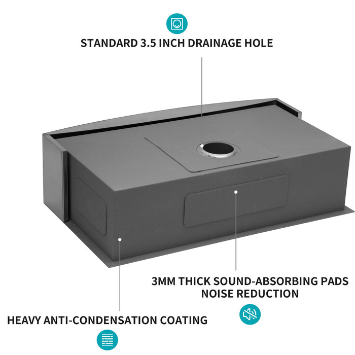 Farmhouse 36" Kitchen Sink Stainless Steel Apron Front - Brushed Nickel