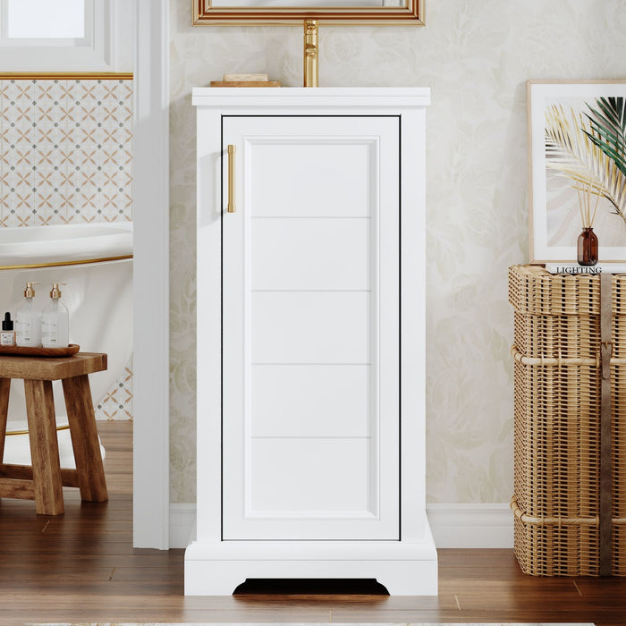Bathroom Vanity With Sink, Soft Close Door, Adjustable Shelf, Freestanding Single Unit - White