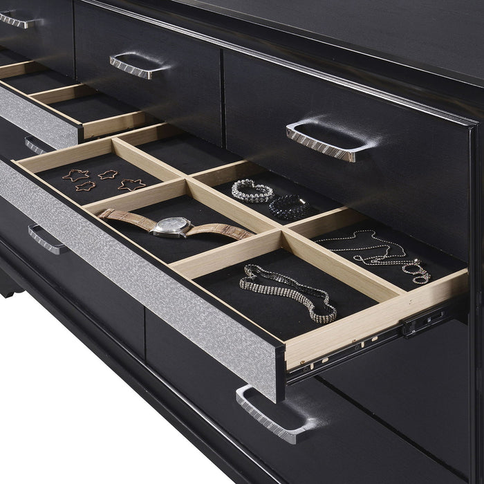 Annie - 7 Drawer Dresser With Mirror - Black