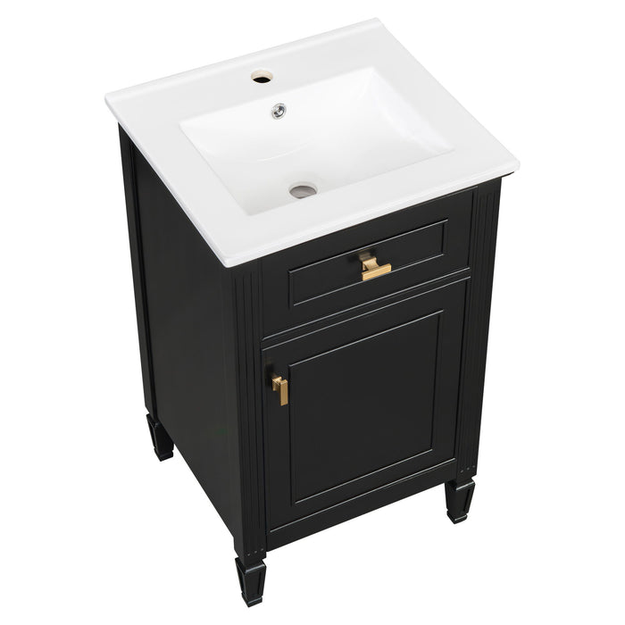 Bathroom Vanity With Sink, Adjustable Shelf, Tilt-Out Drawer