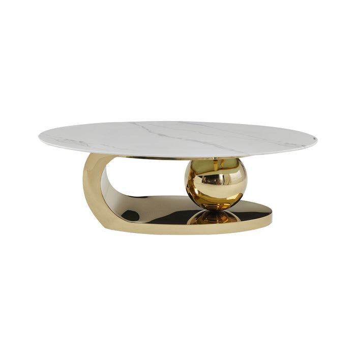 Oval Coffee Table With Geometric Precision