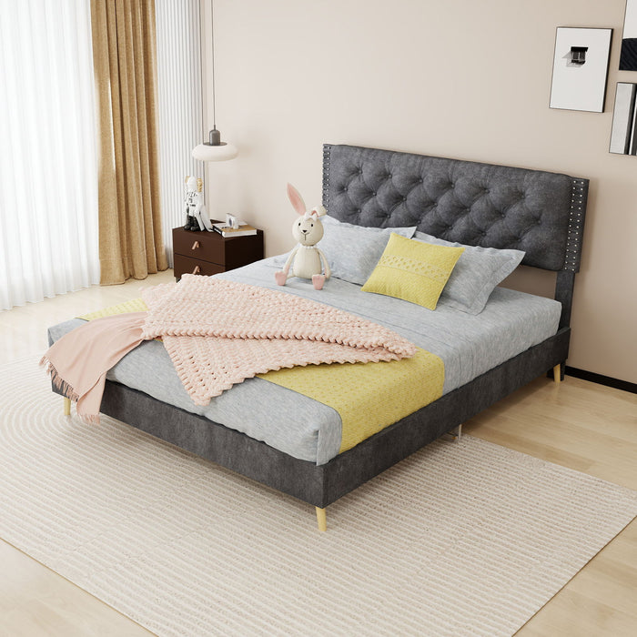 Upholstered Bed With Tufted Headboard