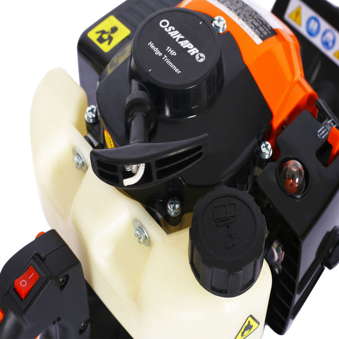 26Cc Gas Powered Hedge Trimmer With Double Sided Blade And Recoil Start - Orange
