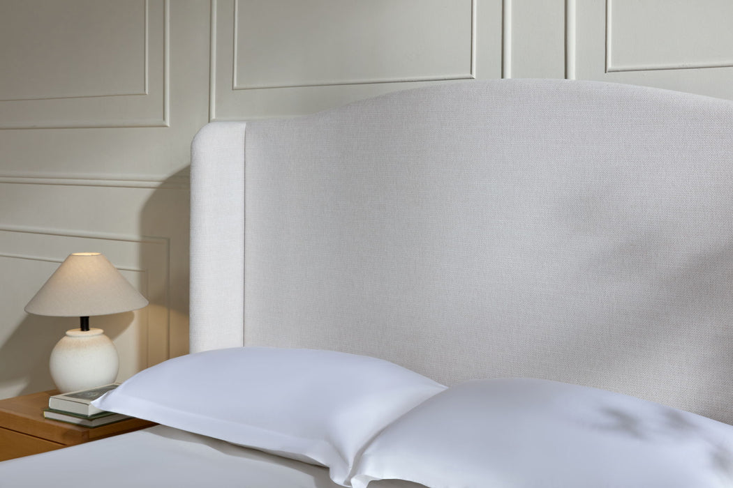 Hannah - Upholstered Wingback Bed Size / Tall Headboard Upholstered King Bed / Premium Textured Look / Minimalist Designs / No Box Spring Needed