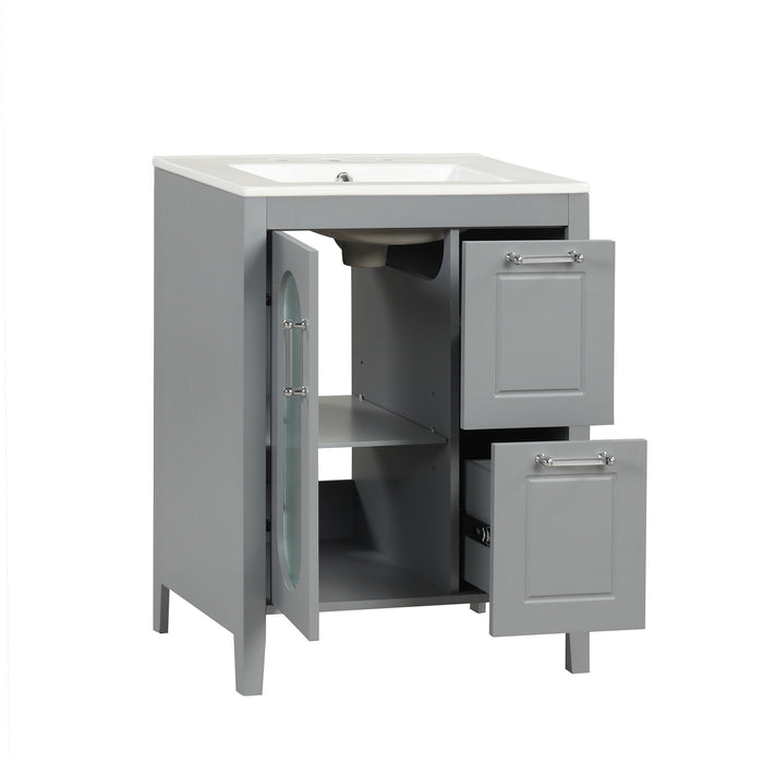 Modern Bathroom Vanity With Sink, Cabinet With 2 Drawers And Door, Adjustable Shelf