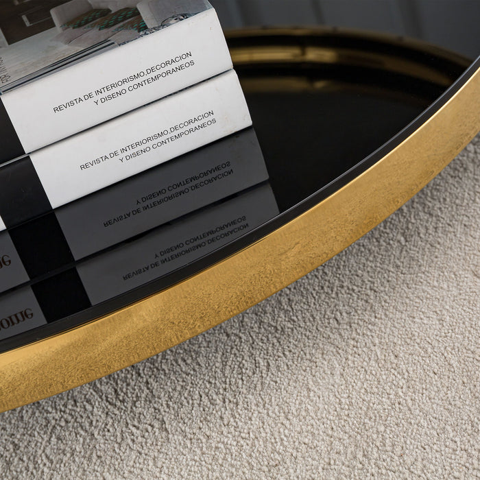 Round Double Tier Table With Flute Shaped Tube Legs