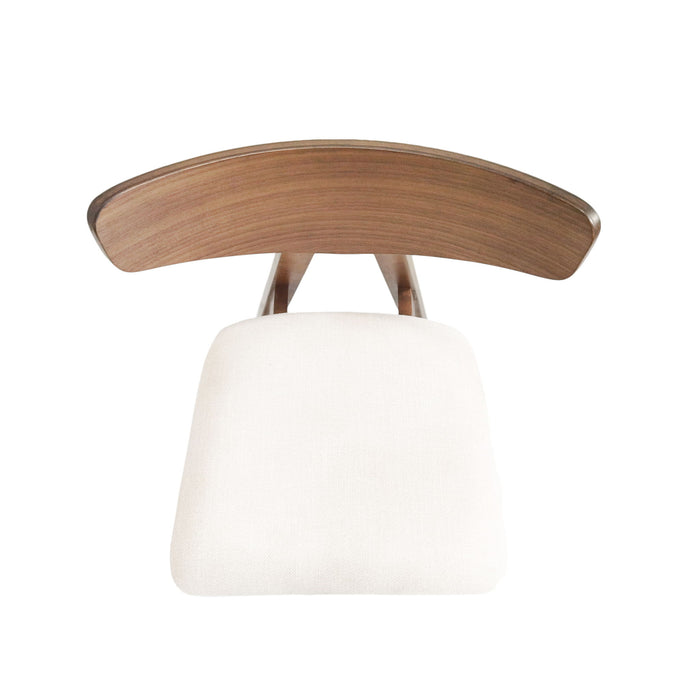 Mid Century Modern Counter Stool With V Shape Frame And Upholstered Seating