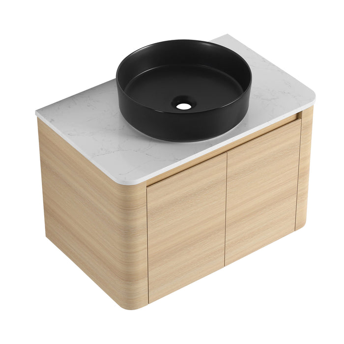 Mounted Bathroom Vanity With Art Sink & 2 Soft Close Doors
