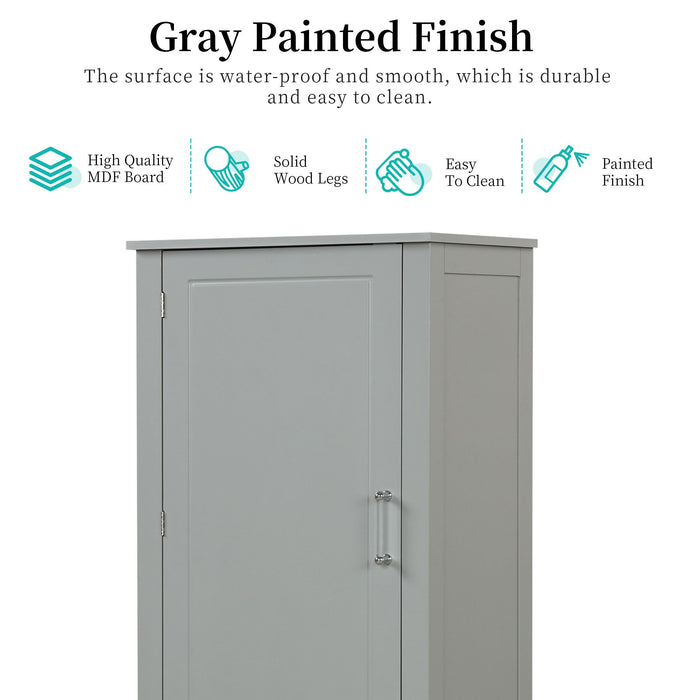 Tall Freestanding Bathroom Storage Cabinet With 2 Drawers And Adjustable Shelf
