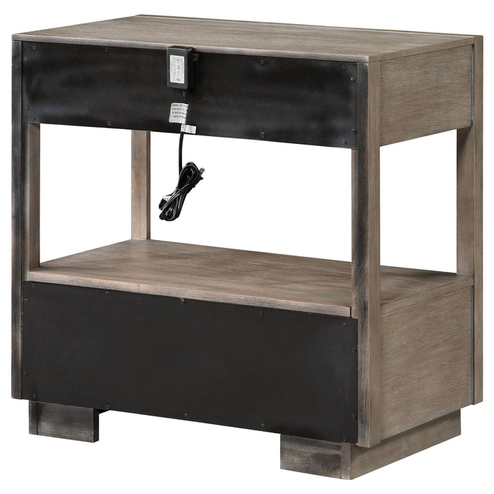 Prescott - 2 Drawers Nightstand With Open Shelf - Taupe