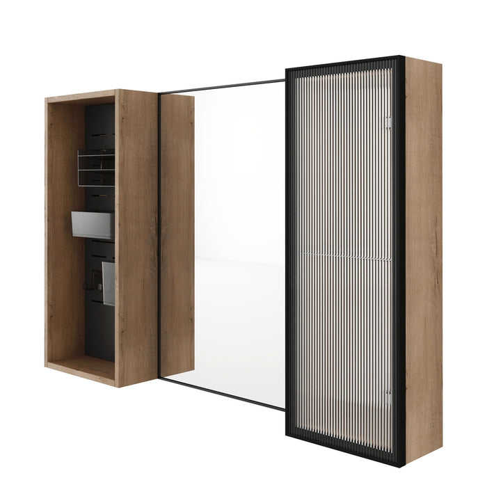 41.6" Wall Mounted Bathroom Cabinet With Adjustable Shelves Storage Cabinet - Imitative Oak