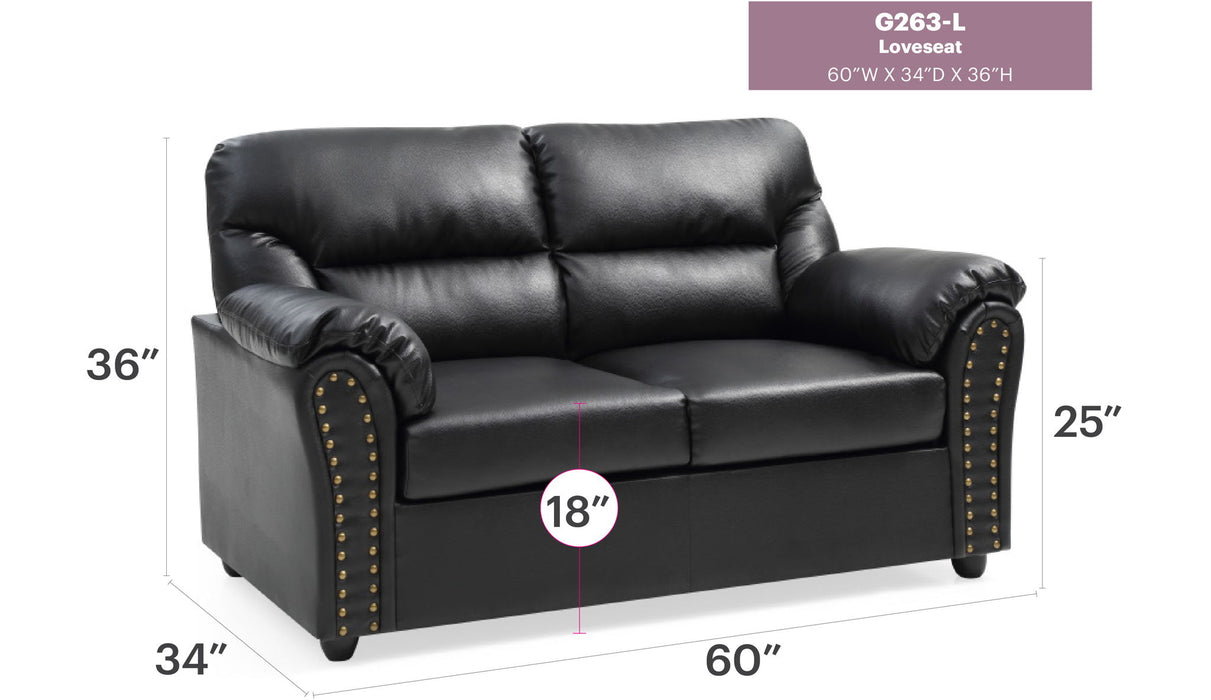 Chic Padded Love Seat For Modern Living - Black