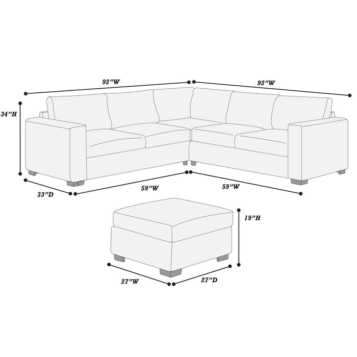 Contemporary Sectional Set With Ottoman