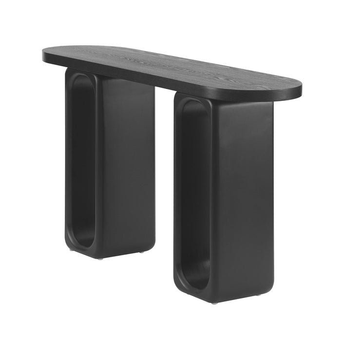 Art Sculptural Console Table With Oval Cutout Legs - Black