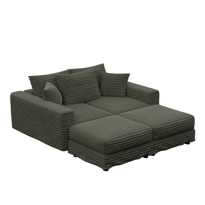 Convertible Deep Seat Sofa With Soft Pillows And Ottomans