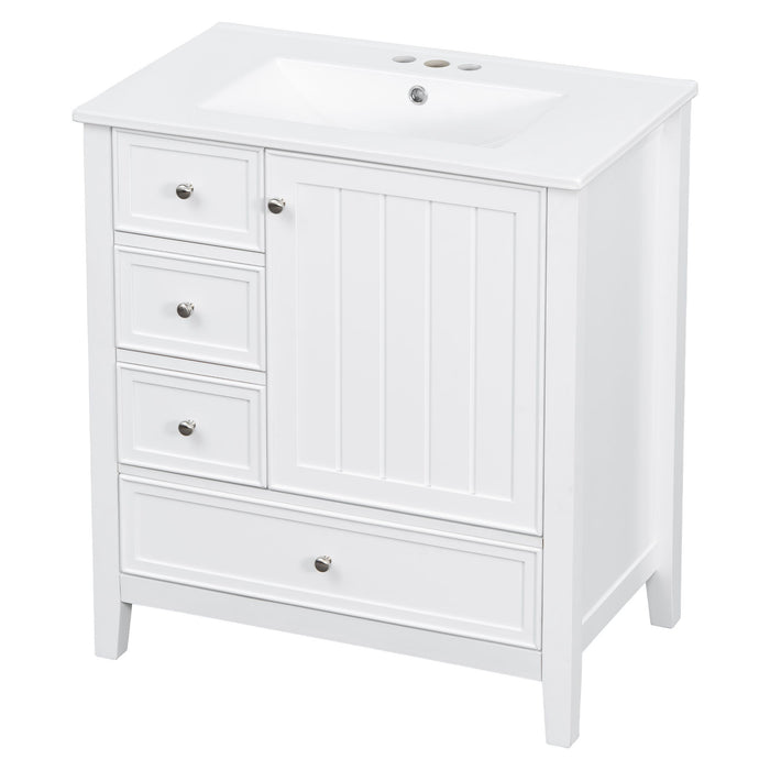 Modern Bathroom Vanity With Sink, 1 Cabinet & 3 Drawers