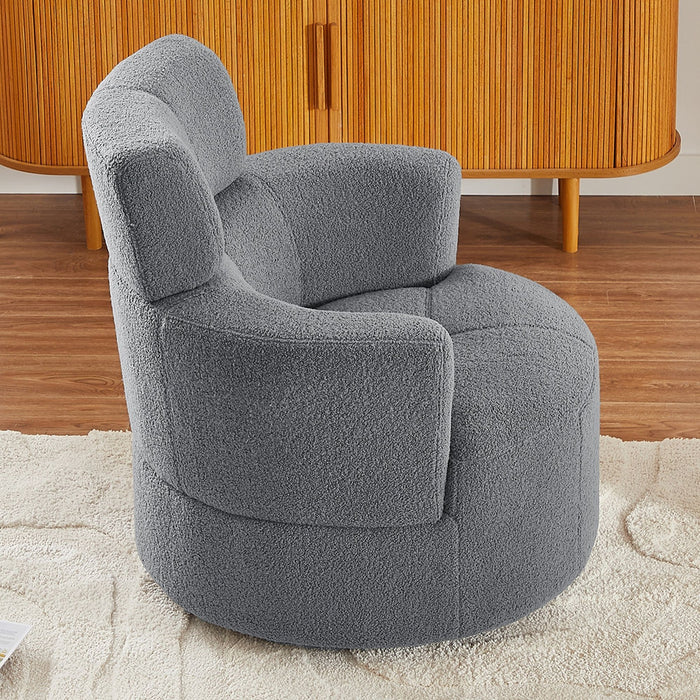 360° Swivel Chair Upholstered Accent Barrel Chair With Adjustable Headrest