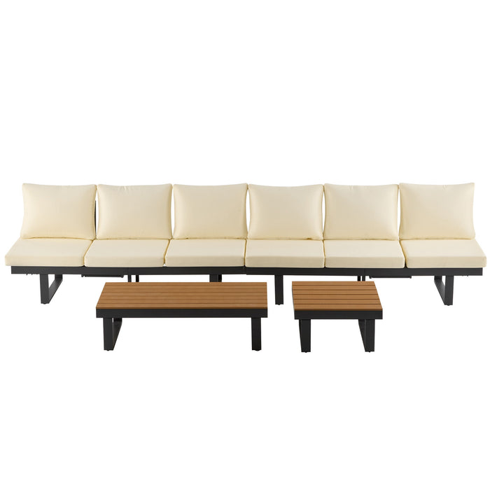 Outdoor Sectional Sofa Set With Adjustable Reclining Seats