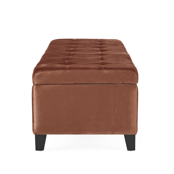 Wendover - Elegant Velvet Tufted Storage Bench With Lift-Up Top And Birch Wood Legs