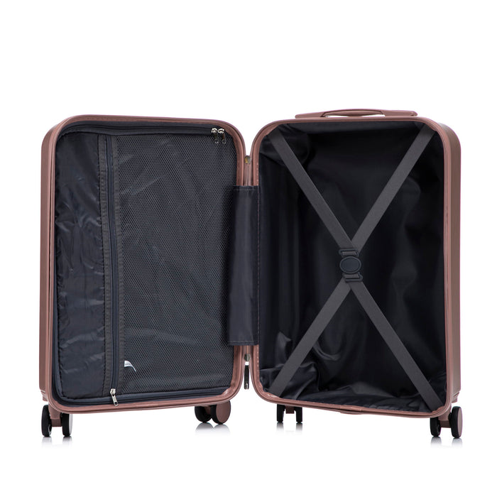 Luggage Set With Cosmetic Case, Combination Lock, Front Opening Design