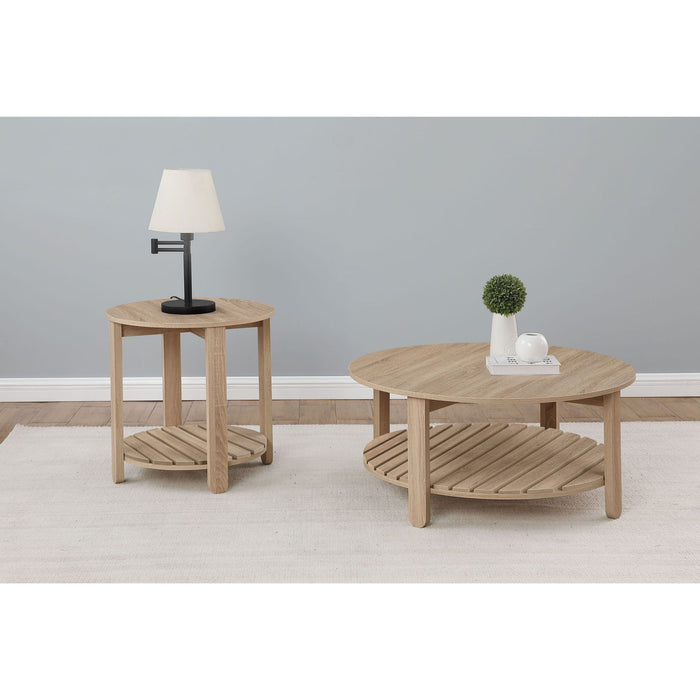 Brookson - Round 2 Piece Coffee And End Table Set - Natural
