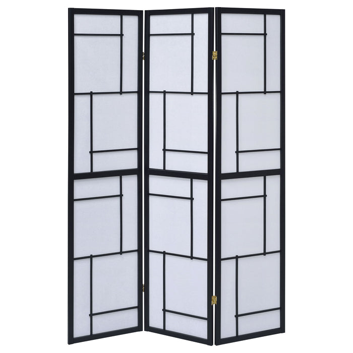 Reese - 3 Panel Room Divider Folding Shoji Screen With Accents - Beige / White