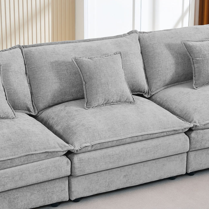 Modular L-Shaped Sectional Sofa With Movable Ottoman