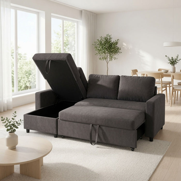 L - Shaped Convertible Sofa Bed With Storage Chaise