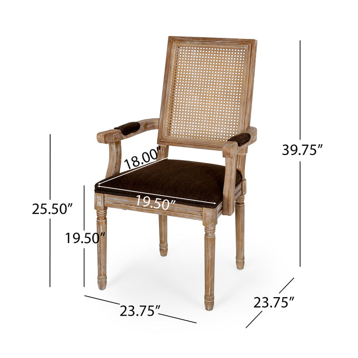 Upholstered Dining Chair With Cane Backrest
