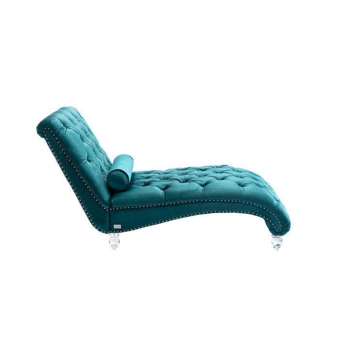 Velvet Chaise Lounge Indoor, Button Tufted Upholstered Chaise Lounge Chair With Pillow
