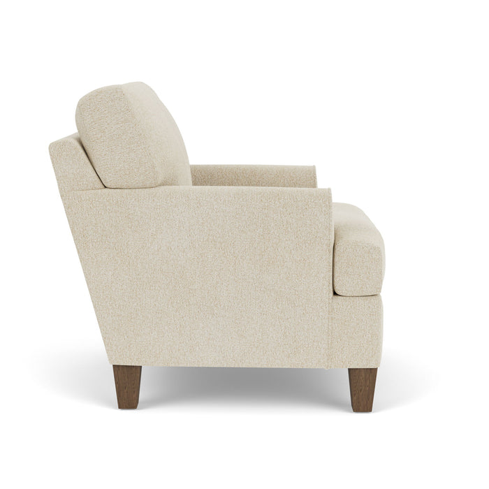 Moxy - Fabric Chair, T-Shaped Seat Cushion, Rounded Mailbox Arms