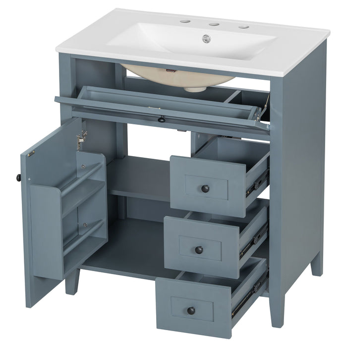 Bathroom Vanity With Sink, 3 Drawers And Adjustable Shelf