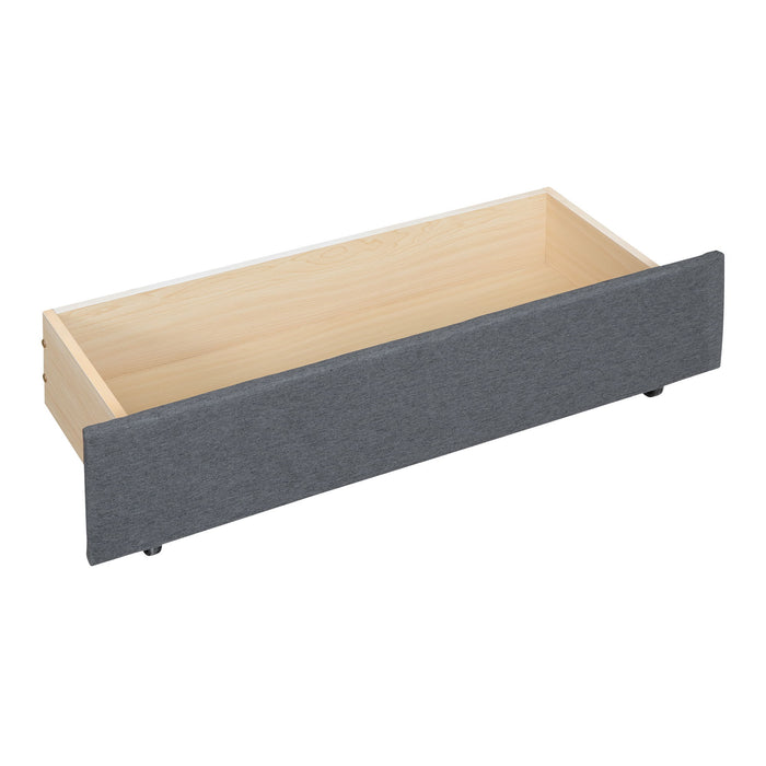 Upholstered Platform Bed With Brick Pattern Headboard And Twin Long Size Trundle