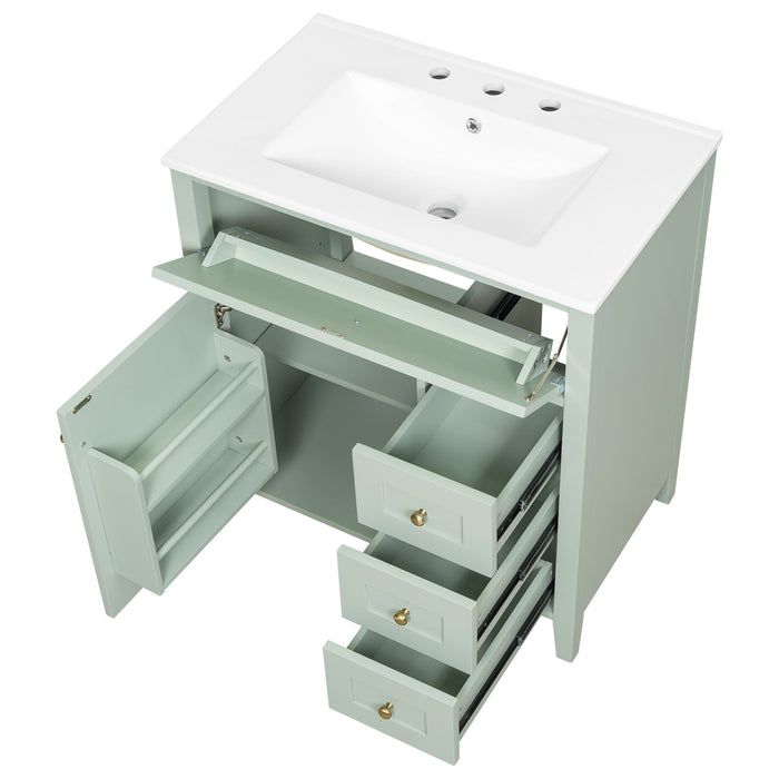 Bathroom Vanity With Sink, 3 Drawers And Adjustable Shelf