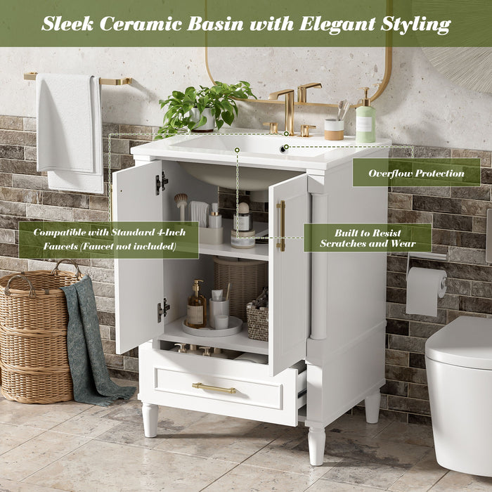 Bathroom Vanity With Ornate French Cylinder Legs, Soft Close Drawer