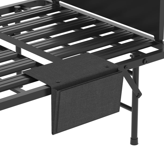 Twin Folding Bed With Adjustable Headboard & Memory Foam Mattress, Portable Coton Wheels For Tall People, Space-Saving Guest Bed - Black