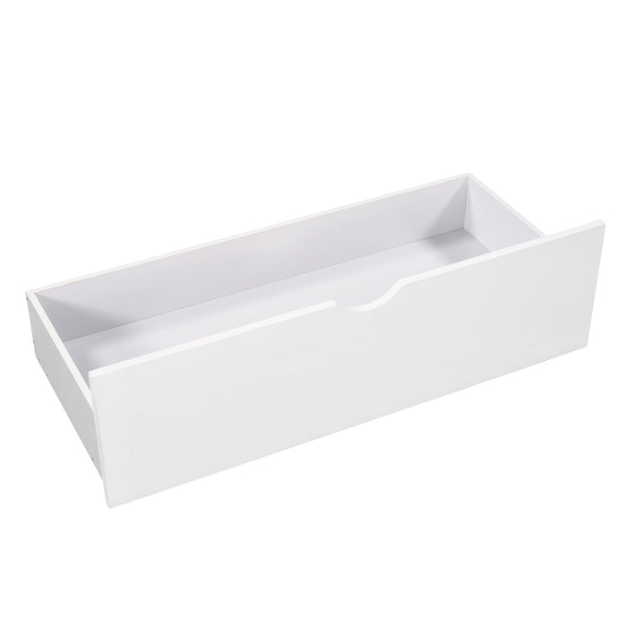 L Shaped Platform Bed With Trundle And Drawers Linked With Built In Desk